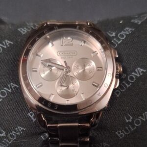 Coach Metallic Silver Chronograph Watch